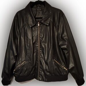 New Look Sz 3X Black Faux Leather Bomber Jacket